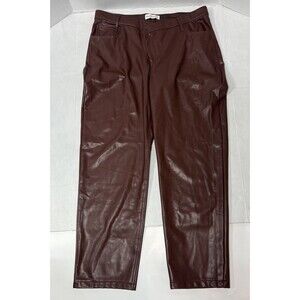 Abercrombie & Fitch Vegan Leather Straight Pants Size 33/16 Burgundy